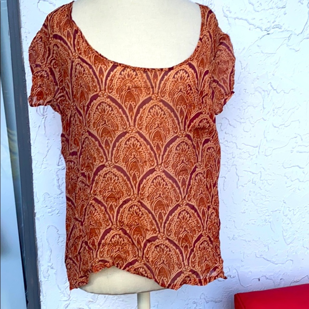 Used Lucky Brand paisley translucent blouse